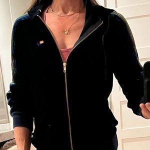 Aviation Nation navy velvet zippered hoodie